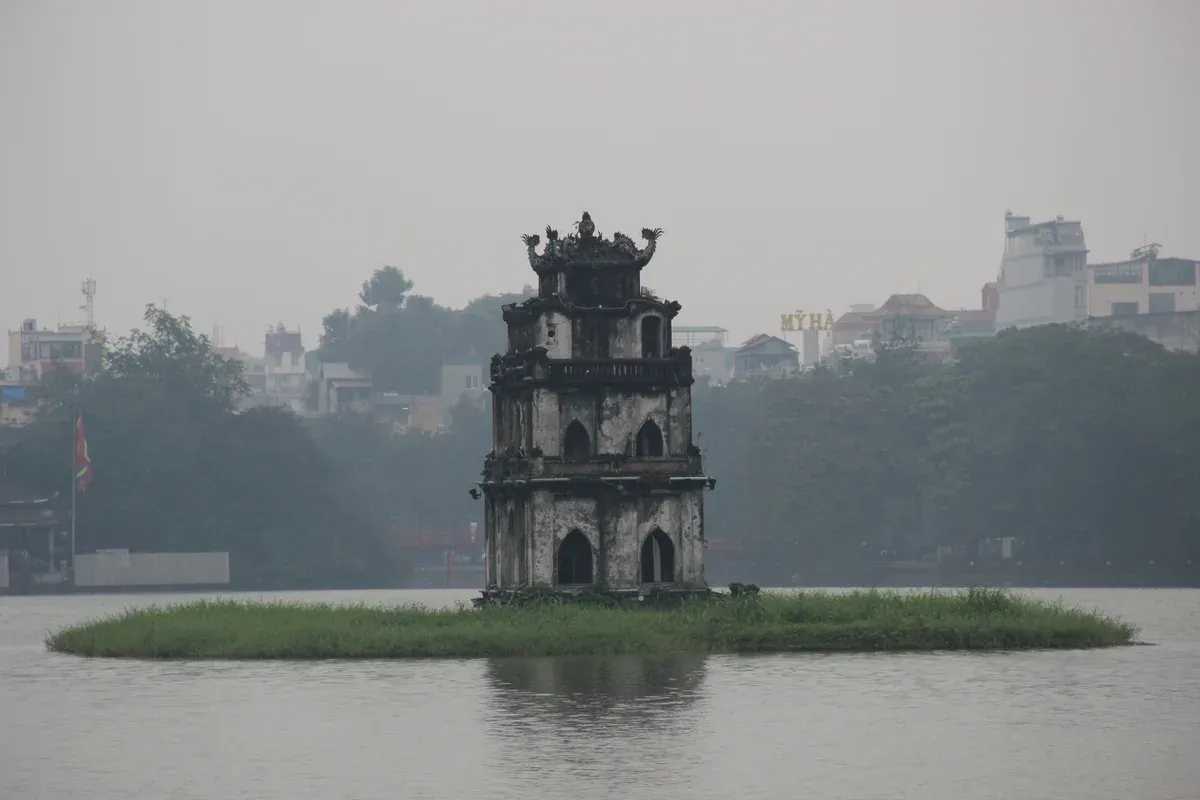 The Turtle Tower on Hoan Kiem Lake, Hanoi on a 3-Day Sapa Trekking and Homestay Tour